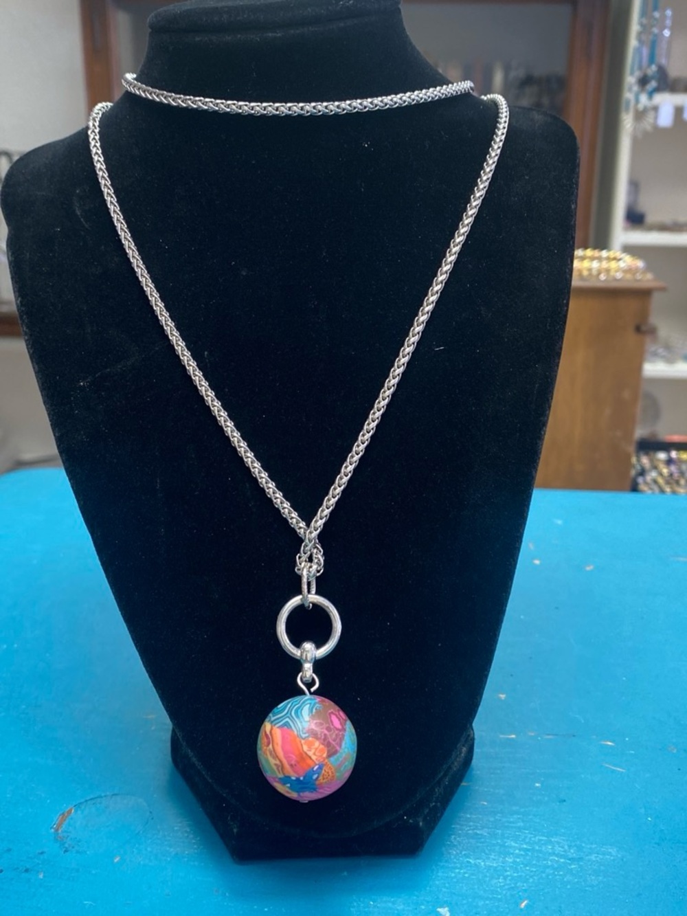 Jilzara rare clay and silver tone necklace